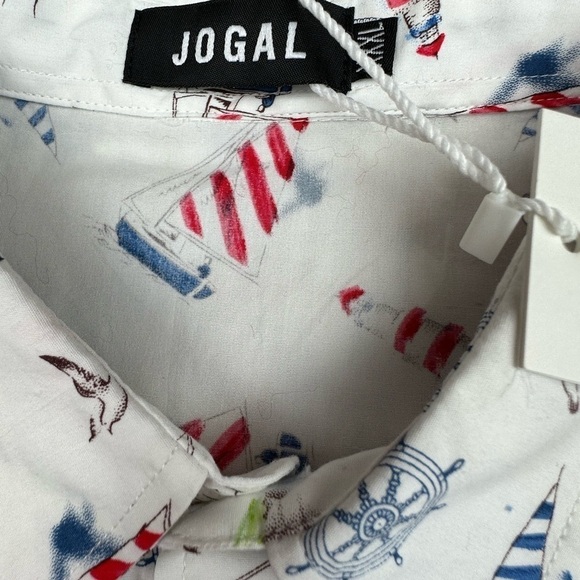 Jogal Nautical Short Sleeve Button Down Shirt Size XXXL - Picture 4 of 6